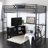 ADORN MART Twin Heavy Duty Metal Loft Bed with Two-Side Ladders Metal Loft Bed (Finish Color - Black, DIY(Do-It-Yourself))