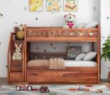 Wudniture Solid Sheesham Wood Bunk Bed For Kids Room | Solid Wood Bunk Bed (Finish Color - Honey Teak Finish, DIY(Do-It-Yourself))