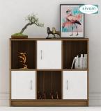 SIVOM Plaza Multipurpose Storage Unit/ Engineered Wood Free Standing Cabinet (Finish Color - Lyon Teak, White, Knock Down)