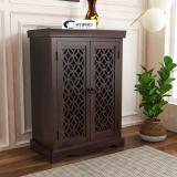 Wopno Furniture Sheesham Wooden Sideboard Cabinets for Living Room | Cabinet Storage for Home Solid Wood Free Standing Sideboard (Finish Color - Walnut, Door Type- Hinged, Pre-assembled)