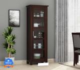 Flipkart Perfect Homes Sheesham ( Rosewood ) Crockery Cabinet with Glass Door Wooden Book Shelf Cabinet Solid Wood Free Standing Cabinet (Finish Color - Walnut, Door Type- Hinged, Pre-assembled)