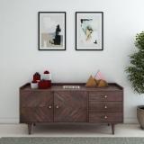 Ganpati Arts Sheesham Solid Wood Storage Cabinet with 3 Drawers & 2 Door For Home Living Room Solid Wood Free Standing Sideboard (Finish Color - Walnut, DIY(Do-It-Yourself))