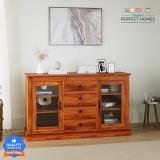 Flipkart Perfect Homes Sheesham Wood Cabinet with Multiple Storage Solid Wood Free Standing Sideboard (Finish Color - Honey, Door Type- Hinged, Pre-assembled)