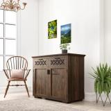 SHRI MINTU'S Sheesham Wood Side Board Cabinet Storage with 2 Drawer for Living Room Hall Home Solid Wood Free Standing Cabinet (Finish Color - Walnut, Door Type- Hinged, Pre-assembled)