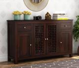 UNITEK FURNITURE Rosewood ( Sheesham ) Solid Wood Free Standing Sideboard (Finish Color - Walnut Finish, Door Type- Hinged, Pre-assembled)