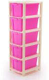 PALAK 5 Plastic Modular Drawer System for Home, Office, Hospital, Parlor, Doctors Plastic Free Standing Chest of Drawers (Finish Color - Pink, Door Type- Hinged, Pre-assembled)