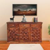 TRUE FURNITURE Sheesham ( Rosewood ) 2 Self And 3 Drawer Solid Wood Free Standing Sideboard (Finish Color - Honey, Pre-assembled)