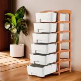 KUBER INDUSTRIES 6-Tier Multipurpose Plastic Drawers Storage Organizer | Brown & White Plastic Free Standing Chest of Drawers (Finish Color - Brown & White, DIY(Do-It-Yourself))