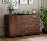 UNITEK FURNITURE Kabra Rosewood ( Sheesham ) 1 Door Solid Wood Free Standing Chest of Drawers (Finish Color - Walnut Finish, Door Type- Hinged, Pre-assembled)