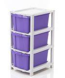 PALAK 3 Plastic Modular Drawer System for Home, Office, Hospital, Parlor, Doctors Plastic Free Standing Chest of Drawers (Finish Color - Purple, Door Type- Hinged, Pre-assembled)