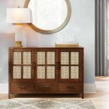 THE ATTIC Solid Wood Free Standing Sideboard (Finish Color - Honey Cane, Pre-assembled)