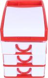 HOMESTIC Plastic Cabinet Storage Organizer|Jewellery Box|Super-Star 3+1|Pack of 2|Red Plastic Free Standing Cabinet (Finish Color - Red, DIY(Do-It-Yourself))