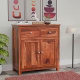 WOODTREND Solid Sheesham Wood Almirah/Wardrobe/Cabinet/Cupboard For Home & Office Solid Wood Free Standing Cabinet (Finish Color - Honey, Door Type- Hinged, DIY(Do-It-Yourself))