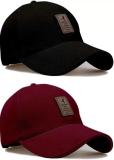 selloria Solid, Applique, Self Design, Embroidered, Striped Sports/Regular Cap Cap (Pack of 2)