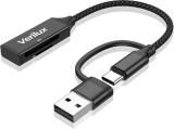 ZITRONIX Versatile Portable USB-A USB-C SD TF Card Reader Durable Card Reader (Black)