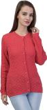 TAB91 Women Button Self Design Cardigan