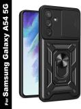 ShieldTech Back Cover for Samsung Galaxy A54 5G, Sliding Camera Shield & 360 Protection Ring Stand Mobile Phone Case (Black, Ring Case, Pack of: 1)