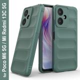 Zapcase Back Cover for Poco M6 5G (Green, 3D Case, Silicon, Pack of: 1)