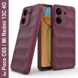 Zapcase Back Cover for POCO C65 (Maroon, 3D Case, Silicon, Pack of: 1)