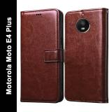 Casotec Flip Cover for Motorola Moto E4 Plus (Brown, Pack of: 1)