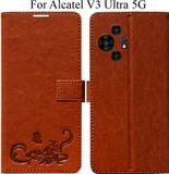 MAXSHOPY Flip Cover for Alcatel V3 Pro 5G (Orange, Magnetic Case)