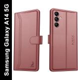 AIBEX Flip Cover for Samsung Galaxy A14 5G|Vegan PU Leather |Foldable Stand & Pocket (Brown, Cases with Holder, Pack of: 1)