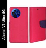 Wristlet Flip Cover for Alcatel V3 Ultra 5G (Pink, Cases with Holder, Silicon, Pack of: 1)