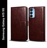 Cockcrow Flip Cover for Samsung Galaxy A15 5G (Brown, Shock Proof, Pack of: 1)