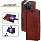 Hpa Flip Cover for Alcatel V3 Pro 5G (Brown, Pack of: 1)