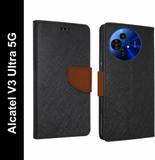 Wristlet Flip Cover for Alcatel V3 Ultra 5G (Brown, Cases with Holder, Silicon, Pack of: 1)
