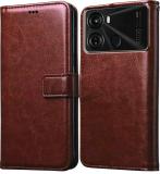 Casotec Flip Cover for Itel P40 4G (Brown, Pack of: 1)