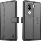 AIBEX Flip Cover for Vivo V40e 5G / iQOO Z9s 5G|Vegan PU Leather |Foldable Stand & Pocket |Magnetic Closure (Black, Cases with Holder, Pack of: 1)