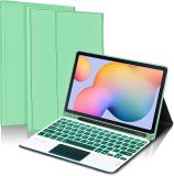 Proelite Galaxy Tab S6 Lite 10.4 Inch Detachable TouchPad 7-Colors Backlit Bluetooth Tablet Keyboard (Mint Green)