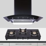 Elica COMBO KITCHENHOOD WDFL 606 HAC LTW MS NERO + COOKTOP 703 VETRO BLK Auto Clean Wall Mounted Black 1200 CMH Chimney