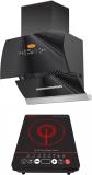 Maplin Combo of Induction Cooktop (IP) and GO60 (2 Feet) Auto Clean Wall Mounted Black 1400 CMH Chimney