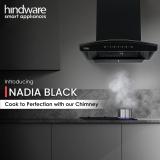 Hindware Smart Appliances Nadia IN 60 cm 1500 m /hr Filterless Auto Clean Wall Mounted Black 1500 CMH Chimney