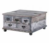 THE ATTIC Solid Wood Coffee Table (Finish Color - Distress Grey, Pre-assembled)