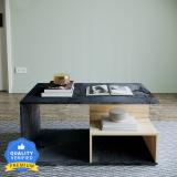 CARLTON LONDON Caesar Engineered Wood Coffee Table (Finish Color - Vogue French Oak & Sky Stone Dark Marble, Knock Down)