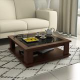 Hometown Antwerp Center Table With Glass In Sheesham Colour Glass Coffee Table (Finish Color - Sheesham, Knock Down)