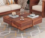 HDWOOD Solid Sheesham Wood Square Coffee Table For Living Room/ Restaurant/ Caf || Solid Wood Coffee Table (Finish Color - Teak Finish, Pre-assembled)