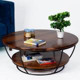 Woodmaze Sheesham Wood Round Modern Center Table/Coffee Table Multipurpose 2 Open Shelf Solid Wood Coffee Table (Finish Color - Honey Finish, DIY(Do-It-Yourself))