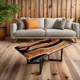 Scyza Artiz Sheesham Wood Epoxy Coffee Table With Iron Legs For Living Room, Hotel, Caf Solid Wood Coffee Table (Finish Color - Natural Finish, DIY(Do-It-Yourself))