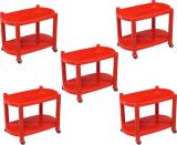 swagath furniture Centre table with wheel For Cafe/Home/Living room Pack of 5 Plastic Coffee Table (Finish Color - Bright Red, DIY(Do-It-Yourself))