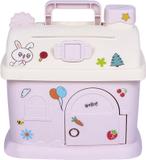 WISHKEY Cute House Shaped Piggy Bank for Kids, Piggy Bank with Handle, Lock, and Keys Coin Bank (Pink)