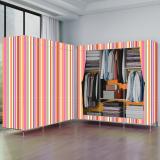 MEZIRE 6 Layer India's 1st Digital Print PP Collapsible Wardrobe (Finish Color - Digital Orange Strip Printed, DIY(Do-It-Yourself))