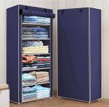 FLIPZON 1 Door 6 Shelf Fabric PP Collapsible Wardrobe (Finish Color - Blue, DIY(Do-It-Yourself))