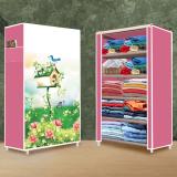 wrt 5 Layer House Tree Pink Print PVC Collapsible Wardrobe (Finish Color - House Tree Pink Modern Print, DIY(Do-It-Yourself))