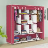 Maison & Cuisine 88170 Storage Organizer Shelves for Clothes Racks Non Woven Fabric Almirah Cotton Collapsible Wardrobe (Finish Color - Maroon, DIY(Do-It-Yourself))