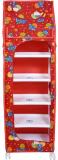 DIEKUCHE 1 Door 6 Shelf Open Plastic PP Collapsible Wardrobe (Finish Color - RED, DIY(Do-It-Yourself))