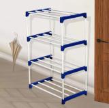 wrt 4 layer multiporpose hard pvc pipe shoe rack PVC Collapsible Wardrobe (Finish Color - blue, DIY(Do-It-Yourself))